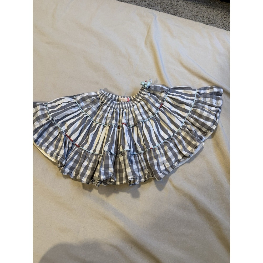 Pink Chicken Gingham Cottage Core Country Girls Skirt Size 6